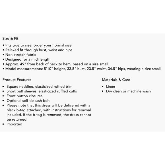 Sleeper Brigette Daisy Print 100% Linen Square Neck Midi Dress XL - Picture 4 of 10